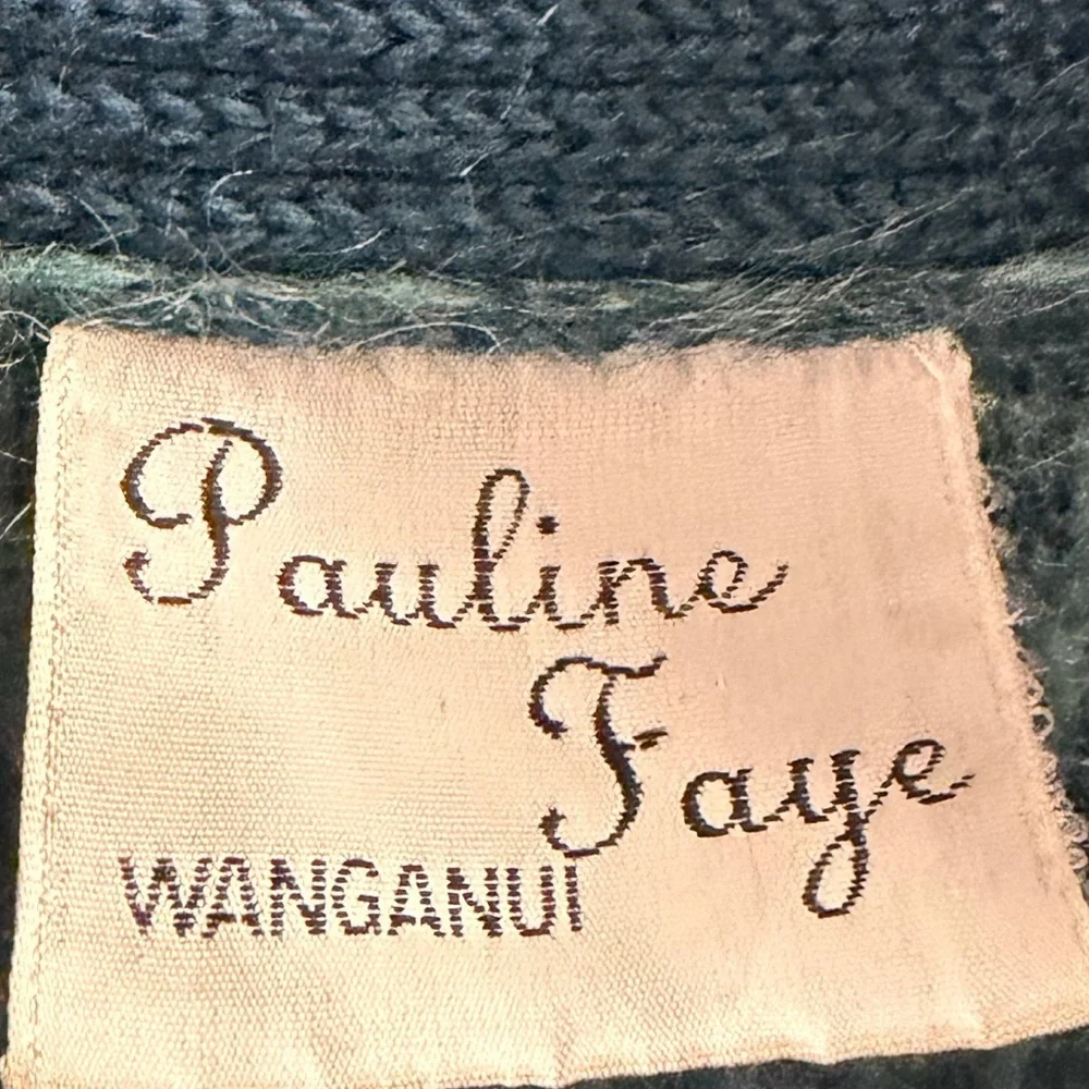 Vintage Pauline Faye Mohair Wool Cardigan Green Blue Size Large - Picture 9 of 9